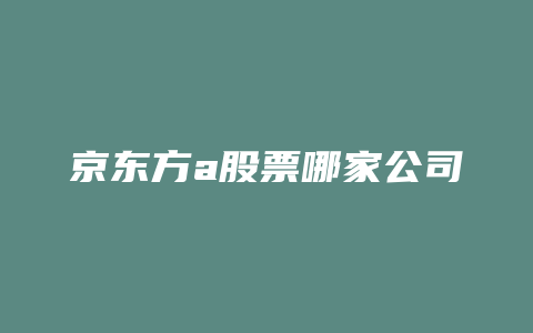 京东方a股票哪家公司