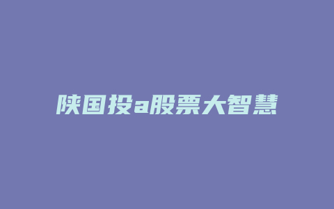 陕国投a股票大智慧