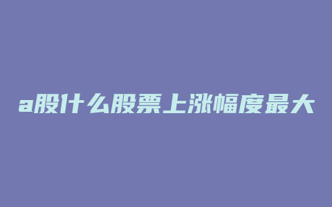 a股什么股票上涨幅度最大