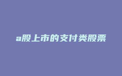 a股上市的支付类股票