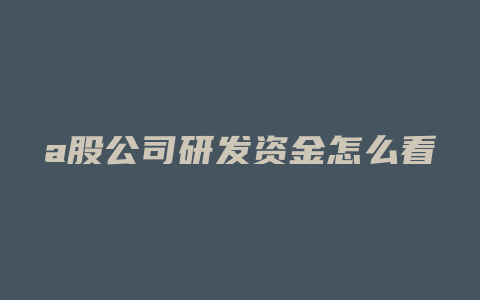 a股公司研发资金怎么看