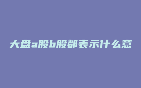 大盘a股b股都表示什么意思