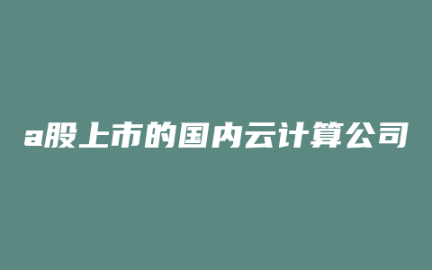 a股上市的国内云计算公司有哪些