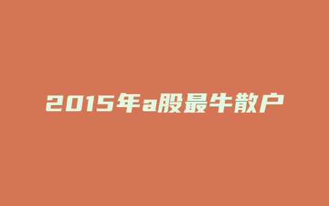 2015年a股最牛散户