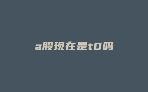 a股现在是t0吗