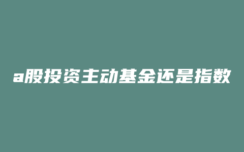 a股投资主动基金还是指数