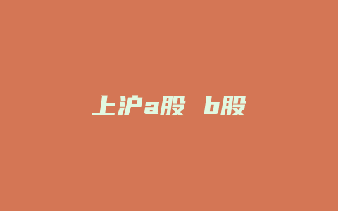 上沪a股 b股